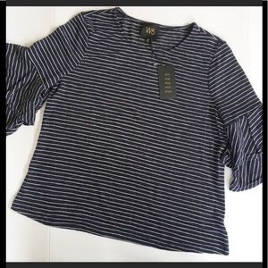NWT Anthropologie Knit Striped Ruffle-sleeve Top😍